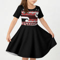 New Zealand Christmas Kid Short Sleeve Dress Funny Santa Claus Haka Dance with Tukutuku