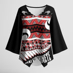 New Zealand Christmas Kimono Sleeve Blouse Funny Santa Claus Haka Dance with Tukutuku