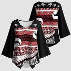 New Zealand Christmas Kimono Sleeve Blouse Funny Santa Claus Haka Dance with Tukutuku