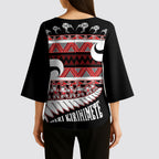 New Zealand Christmas Kimono Sleeve Blouse Funny Santa Claus Haka Dance with Tukutuku