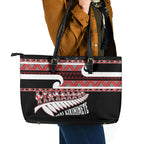 New Zealand Christmas Leather Tote Bag Funny Santa Claus Haka Dance with Tukutuku