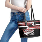 New Zealand Christmas Leather Tote Bag Funny Santa Claus Haka Dance with Tukutuku