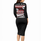 New Zealand Christmas Long Sleeve Bodycon Dress Funny Santa Claus Haka Dance with Tukutuku