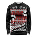 New Zealand Christmas Long Sleeve Shirt Funny Santa Claus Haka Dance with Tukutuku