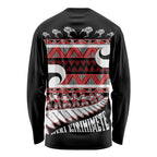 New Zealand Christmas Long Sleeve Shirt Funny Santa Claus Haka Dance with Tukutuku