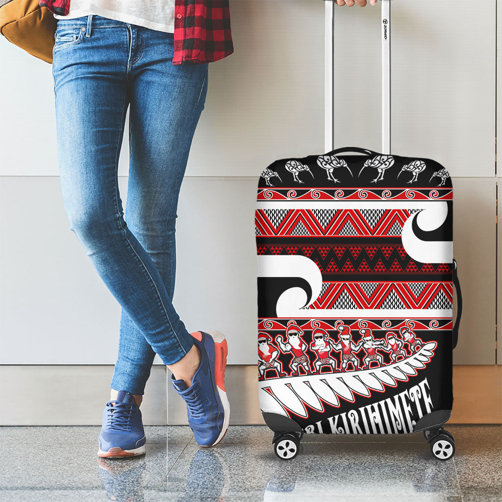 New Zealand Christmas Luggage Cover Funny Santa Claus Haka Dance with Tukutuku