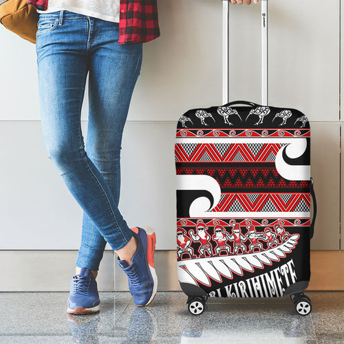 New Zealand Christmas Luggage Cover Funny Santa Claus Haka Dance with Tukutuku