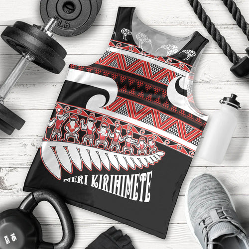 New Zealand Christmas Men Tank Top Funny Santa Claus Haka Dance with Tukutuku
