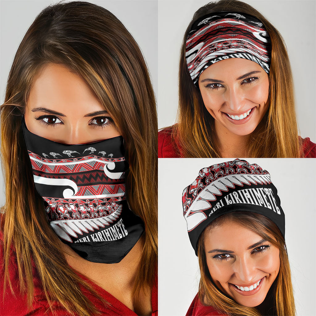 New Zealand Christmas Neck Gaiter Funny Santa Claus Haka Dance with Tukutuku