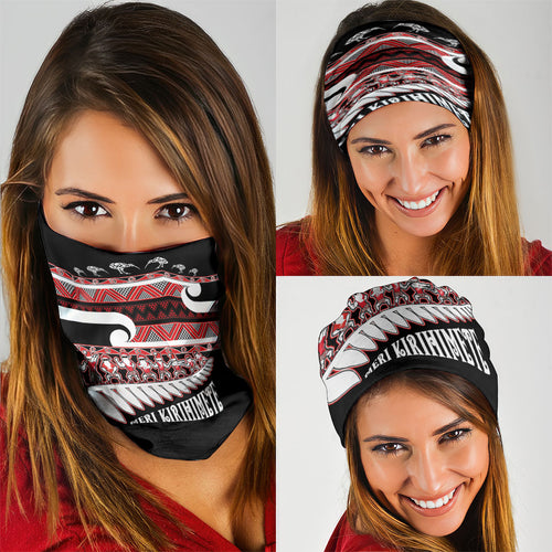 New Zealand Christmas Neck Gaiter Funny Santa Claus Haka Dance with Tukutuku
