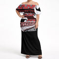 New Zealand Christmas Off Shoulder Maxi Dress Funny Santa Claus Haka Dance with Tukutuku