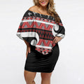 New Zealand Christmas Off Shoulder Short Dress Funny Santa Claus Haka Dance with Tukutuku