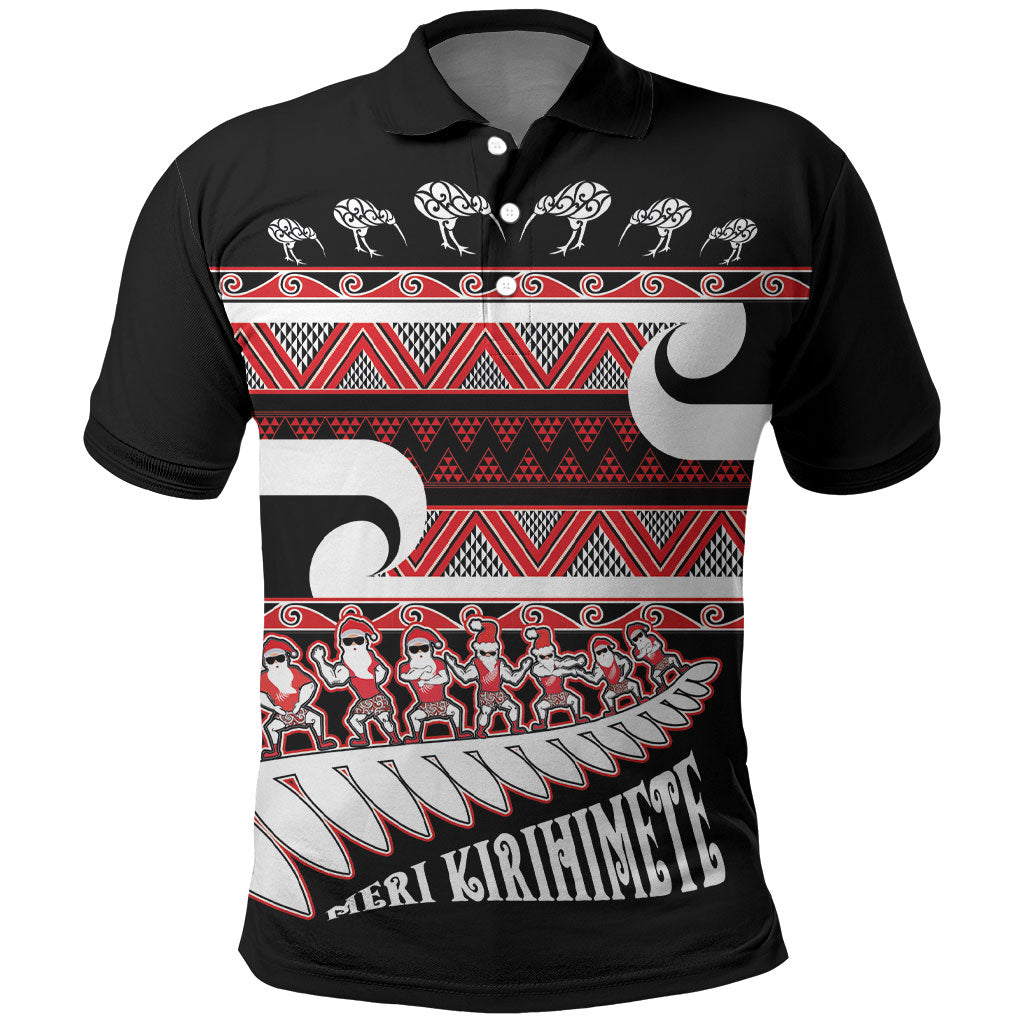 New Zealand Christmas Polo Shirt Funny Santa Claus Haka Dance with Tukutuku
