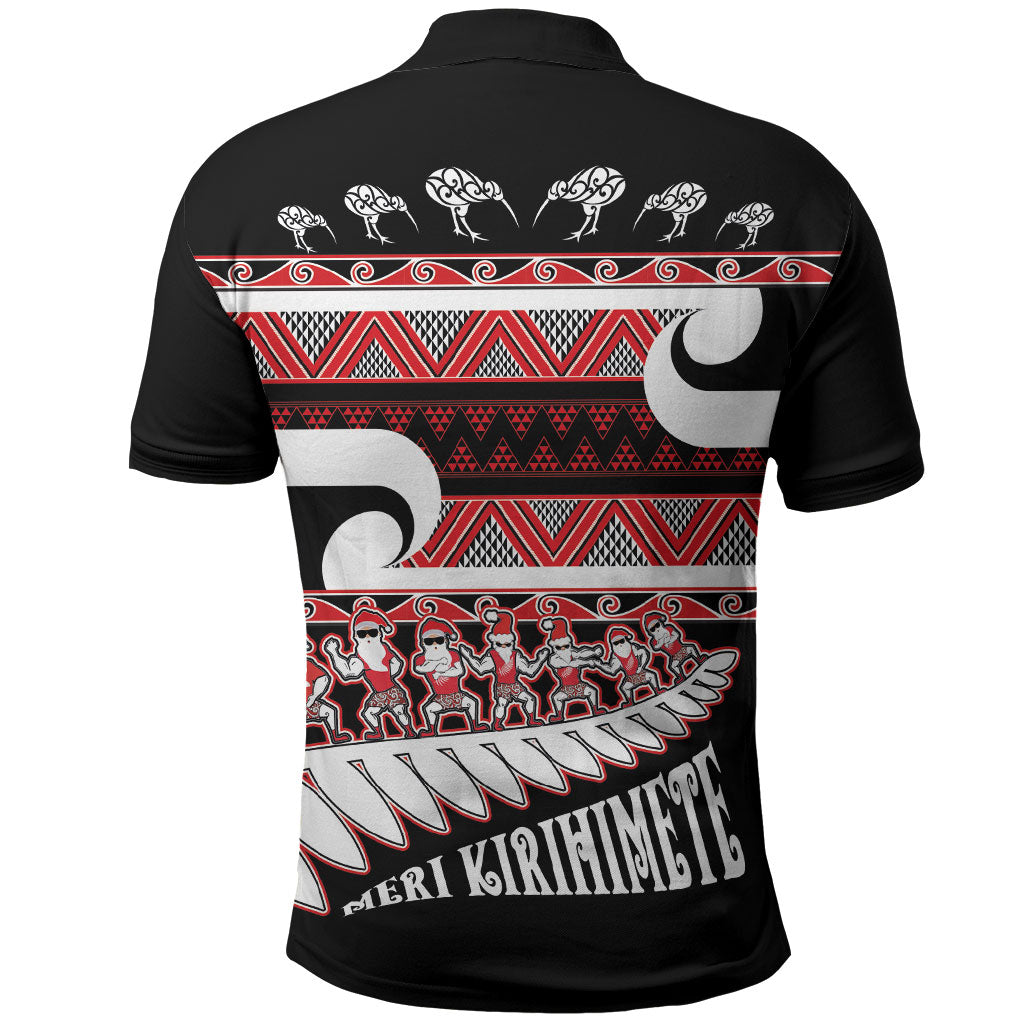 New Zealand Christmas Polo Shirt Funny Santa Claus Haka Dance with Tukutuku