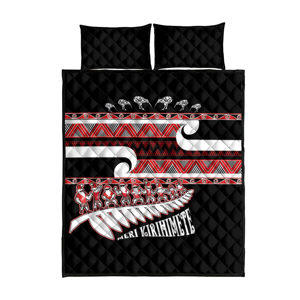 New Zealand Christmas Quilt Bed Set Funny Santa Claus Haka Dance with Tukutuku