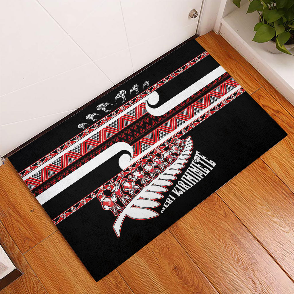 New Zealand Christmas Rubber Doormat Funny Santa Claus Haka Dance with Tukutuku