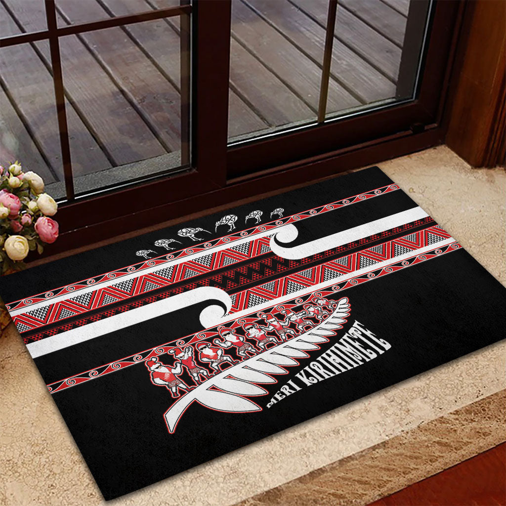 New Zealand Christmas Rubber Doormat Funny Santa Claus Haka Dance with Tukutuku