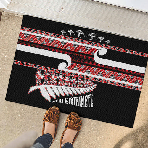 New Zealand Christmas Rubber Doormat Funny Santa Claus Haka Dance with Tukutuku