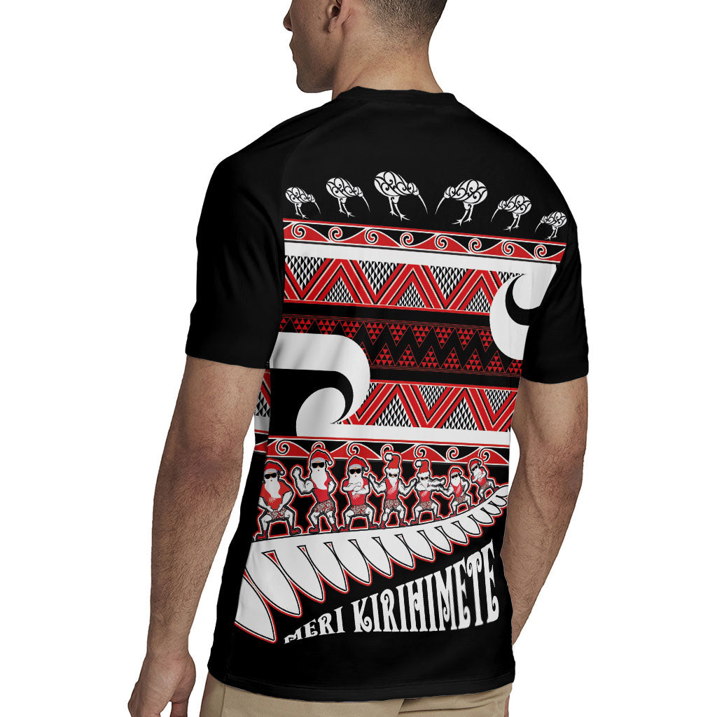New Zealand Christmas Rugby Jersey Funny Santa Claus Haka Dance with Tukutuku