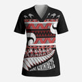 New Zealand Christmas Scrub Top Funny Santa Claus Haka Dance with Tukutuku