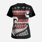 New Zealand Christmas Scrub Top Funny Santa Claus Haka Dance with Tukutuku