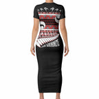 New Zealand Christmas Short Sleeve Bodycon Dress Funny Santa Claus Haka Dance with Tukutuku