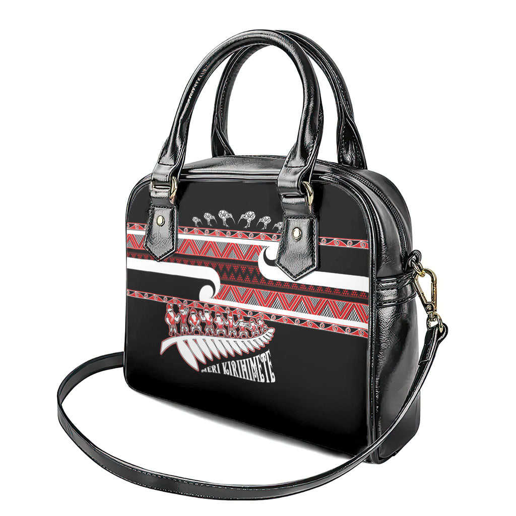 New Zealand Christmas Shoulder Handbag Funny Santa Claus Haka Dance with Tukutuku