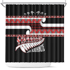 New Zealand Christmas Shower Curtain Funny Santa Claus Haka Dance with Tukutuku