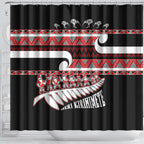 New Zealand Christmas Shower Curtain Funny Santa Claus Haka Dance with Tukutuku