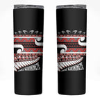 New Zealand Christmas Skinny Tumbler Funny Santa Claus Haka Dance with Tukutuku
