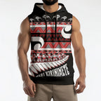 New Zealand Christmas Sleeveless Hoodie Funny Santa Claus Haka Dance with Tukutuku