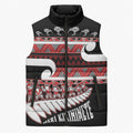 New Zealand Christmas Sleeveless Puffer Jacket Funny Santa Claus Haka Dance with Tukutuku