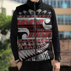 New Zealand Christmas Sleeveless Puffer Jacket Funny Santa Claus Haka Dance with Tukutuku