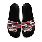 New Zealand Christmas Slide Sandals Funny Santa Claus Haka Dance with Tukutuku