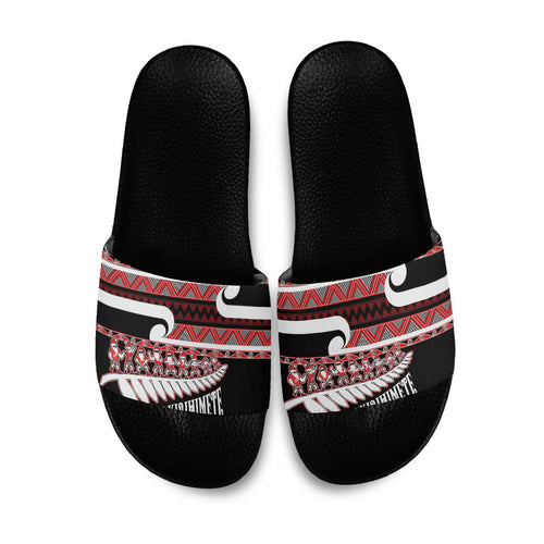 New Zealand Christmas Slide Sandals Funny Santa Claus Haka Dance with Tukutuku
