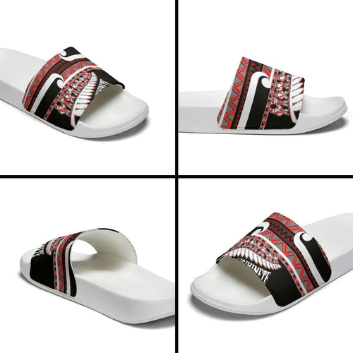 New Zealand Christmas Slide Sandals Funny Santa Claus Haka Dance with Tukutuku
