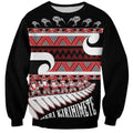 New Zealand Christmas Sweatshirt Funny Santa Claus Haka Dance with Tukutuku
