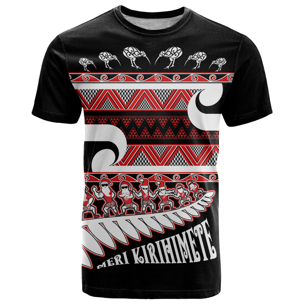 New Zealand Christmas T Shirt Funny Santa Claus Haka Dance with Tukutuku