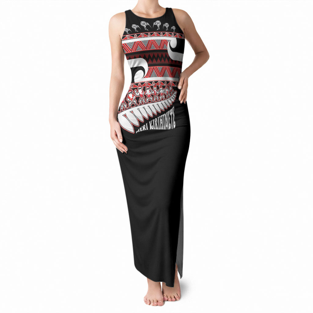 New Zealand Christmas Tank Maxi Dress Funny Santa Claus Haka Dance with Tukutuku