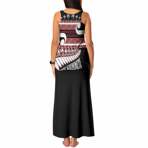 New Zealand Christmas Tank Maxi Dress Funny Santa Claus Haka Dance with Tukutuku