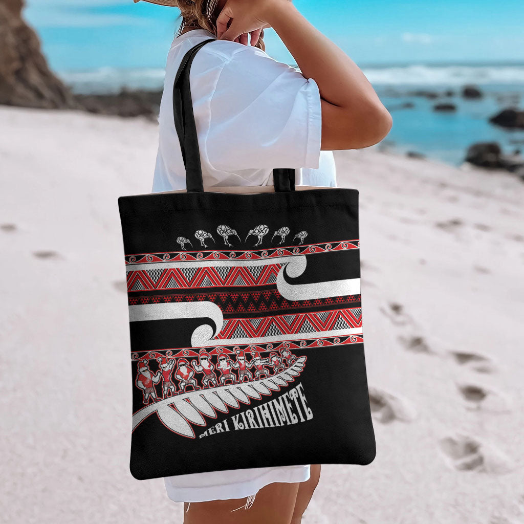 New Zealand Christmas Tote Bag Funny Santa Claus Haka Dance with Tukutuku