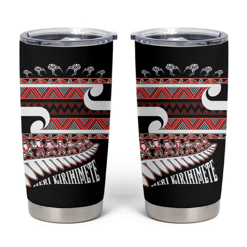 New Zealand Christmas Tumbler Cup Funny Santa Claus Haka Dance with Tukutuku