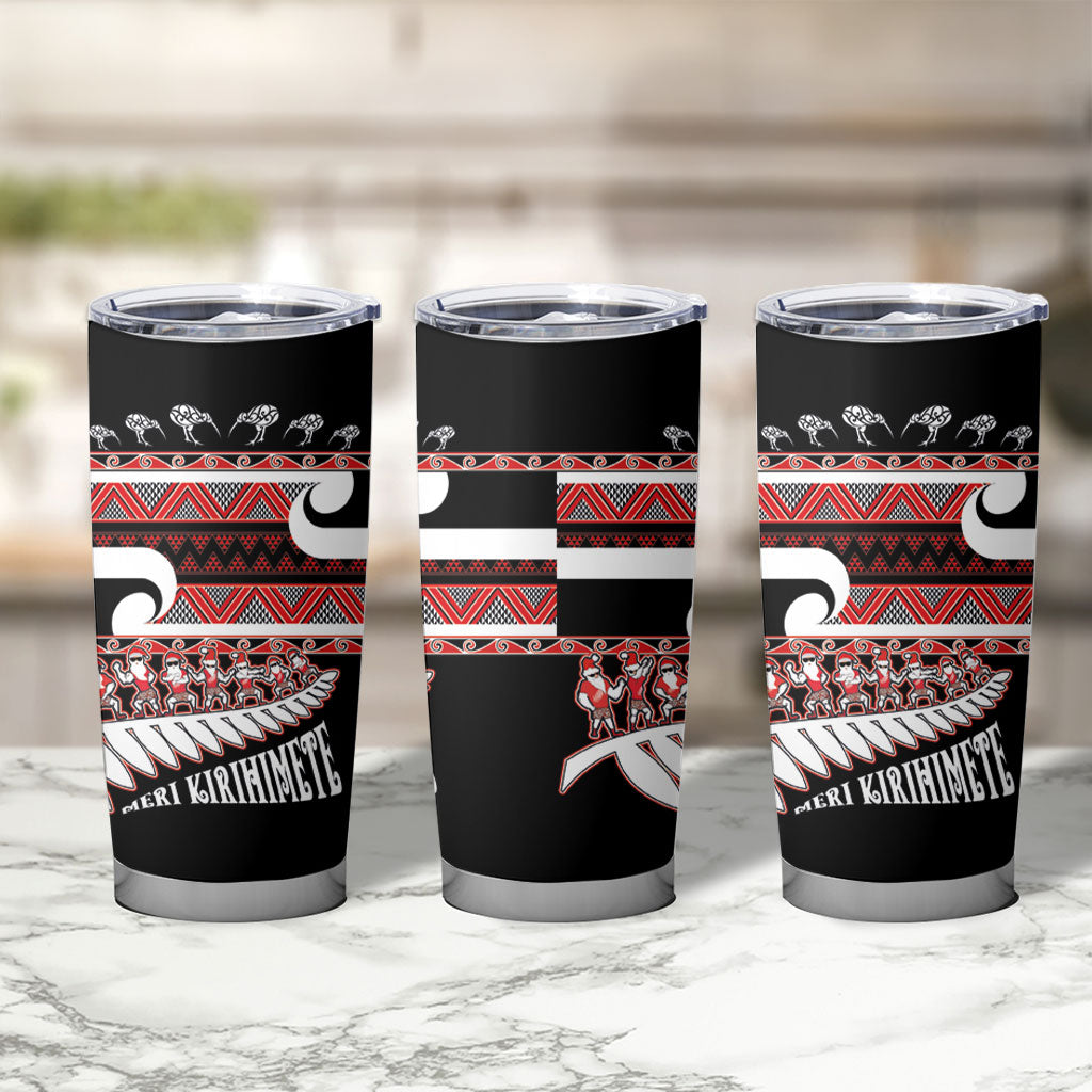 New Zealand Christmas Tumbler Cup Funny Santa Claus Haka Dance with Tukutuku