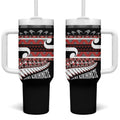 New Zealand Christmas Tumbler With Handle Funny Santa Claus Haka Dance with Tukutuku