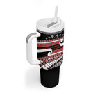 New Zealand Christmas Tumbler With Handle Funny Santa Claus Haka Dance with Tukutuku