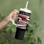 New Zealand Christmas Tumbler With Handle Funny Santa Claus Haka Dance with Tukutuku