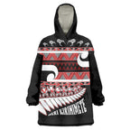 New Zealand Christmas Wearable Blanket Hoodie Funny Santa Claus Haka Dance with Tukutuku