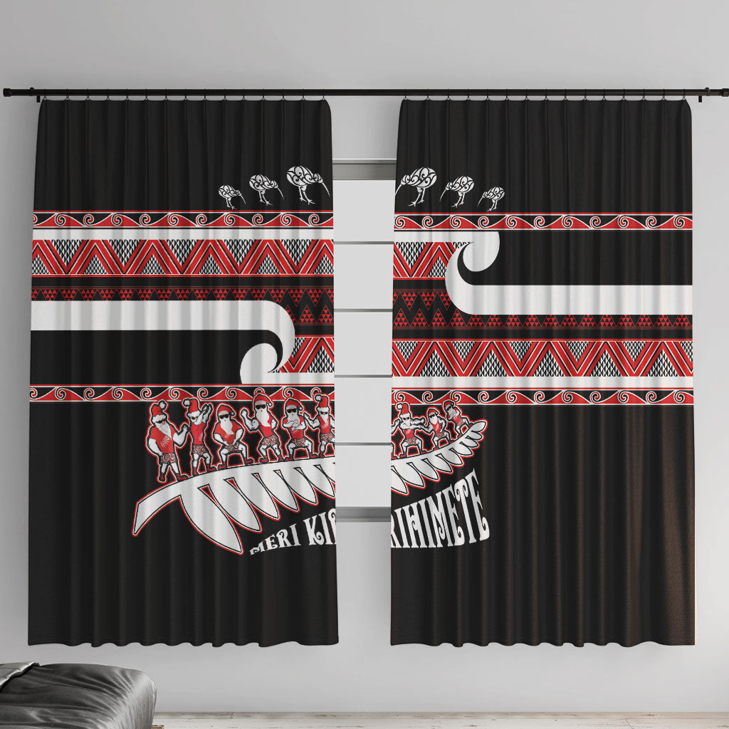 New Zealand Christmas Window Curtain Funny Santa Claus Haka Dance with Tukutuku