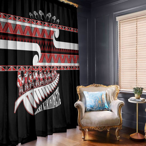New Zealand Christmas Window Curtain Funny Santa Claus Haka Dance with Tukutuku