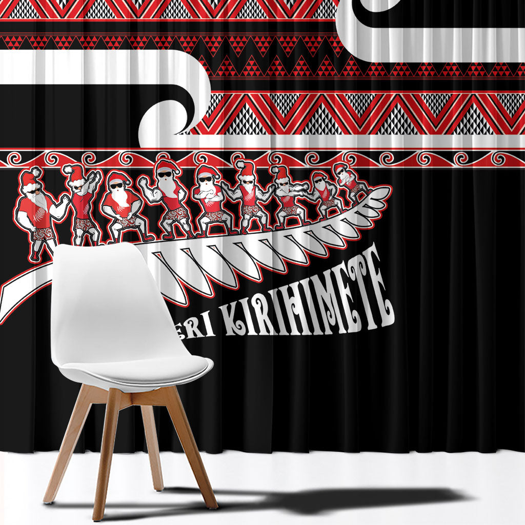 New Zealand Christmas Window Curtain Funny Santa Claus Haka Dance with Tukutuku